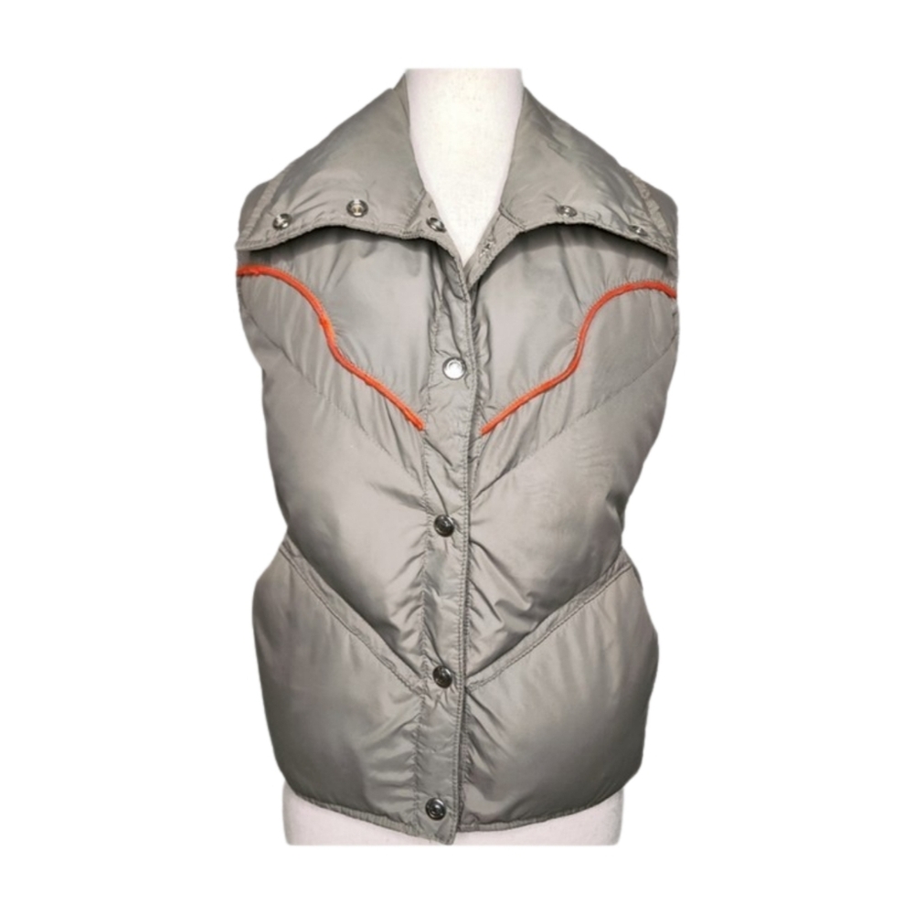 VTG 80s Obermeyer Women's Goose Down Tan Carson Vest Size Small‎